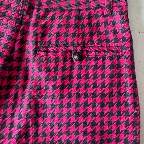 Vintage 1980 GENERRA Houndstooth Trousers Hot Pink Super High Rise Rayon Size 9 - Picture 11 of 13